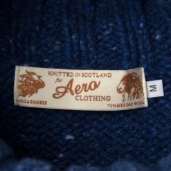 Cashmere & Merino 'Cairngorm' Ski Sweater: Deep Blue -Aero Leathers cashmere merino cairngorm ski sweater deep blue 4