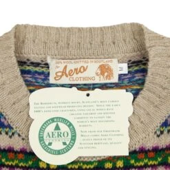 Classic 1940's Long Sleeve Crew Neck Fair Isle: Hebridean Sky -Aero Leathers classic 1940 s long sleeve crew neck fair isle hebridean sky 4