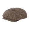 END OF LINE/CLEARANCE 55cm Donegal Tweed Eight Panel Bakers Boy Cap: Thick Flecked Herringbone
