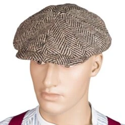 END OF LINE/CLEARANCE 55cm Donegal Tweed Eight Panel Bakers Boy Cap: Thick Flecked Herringbone -Aero Leathers end of line clearance 55cm donegal tweed eight panel bakers boy cap thick flecked herringbone 3