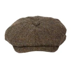Aero Leathers -Aero Leathers harris tweed eight panel bakers boy cap flecked 1