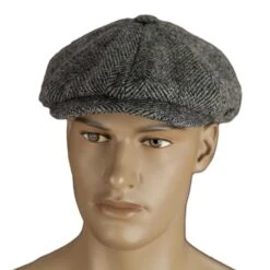 Harris Tweed Eight Panel Bakers Boy Cap: Salt And Pepper -Aero Leathers harris tweed eight panel bakers boy cap salt and pepper 2