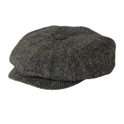 Harris Tweed Eight Panel Bakers Boy Cap: Salt And Pepper