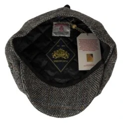Harris Tweed Eight Panel Bakers Boy Cap: Salt And Pepper -Aero Leathers harris tweed eight panel bakers boy cap salt and pepper 3
