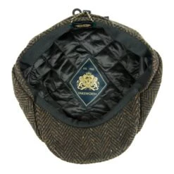 Heavy Donegal Tweed Eight Panel Cap: Forest Floor Flecked Herringbone -Aero Leathers heavy donegal tweed eight panel cap forest floor flecked herringbone 2