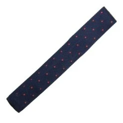 Michelsons Of London Silk Knitted Tie - Blue With Red Spots