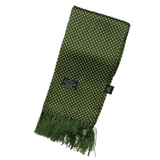 Tootal Polka Dot Silk Scarf: Green 1 Tootal Polka Dot Silk Scarf: Green