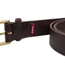Vegetable Tanned Heavy Duty Belt: Brown/Brass -Aero Leathers vegetable tanned heavy duty belt brown brass 2