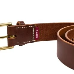 Vegetable Tanned Heavy Duty Belt: Tan/Brass -Aero Leathers vegetable tanned heavy duty belt tan brass 2