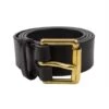 Vegetable Tanned Heavy Duty Leather Belt: Black/Brass