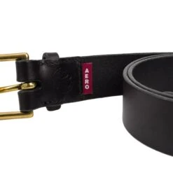 Vegetable Tanned Heavy Duty Leather Belt: Black/Brass -Aero Leathers vegetable tanned heavy duty leather belt black brass 2
