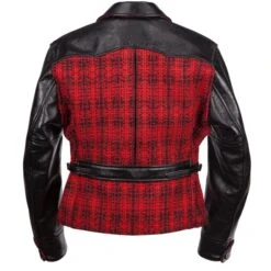 Wool And Leather Half Belt - Broken Weave Tweed -Aero Leathers wool and leather half belt broken weave tweed 1